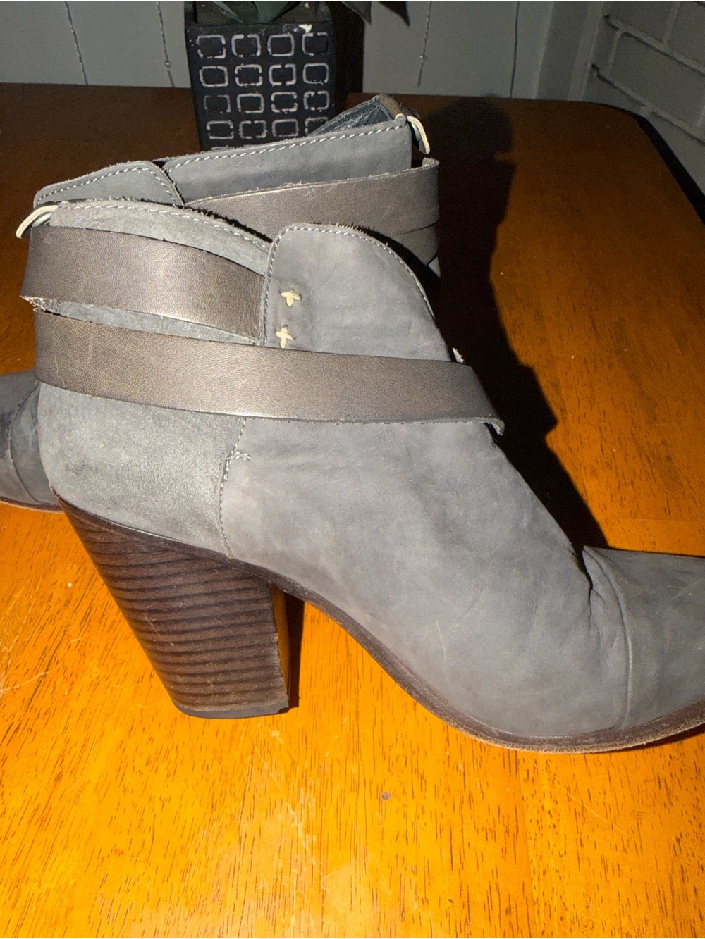 rag & bone Gray Suede Wrap-Strap Ankle Booties